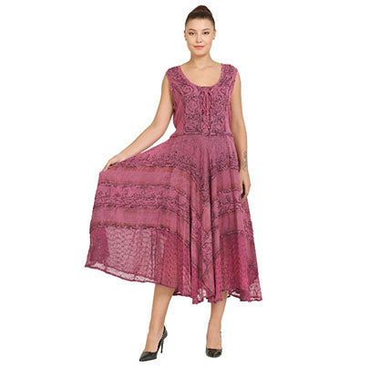 Plaid Inlay Renaissance Dress No Sleeves BD15322