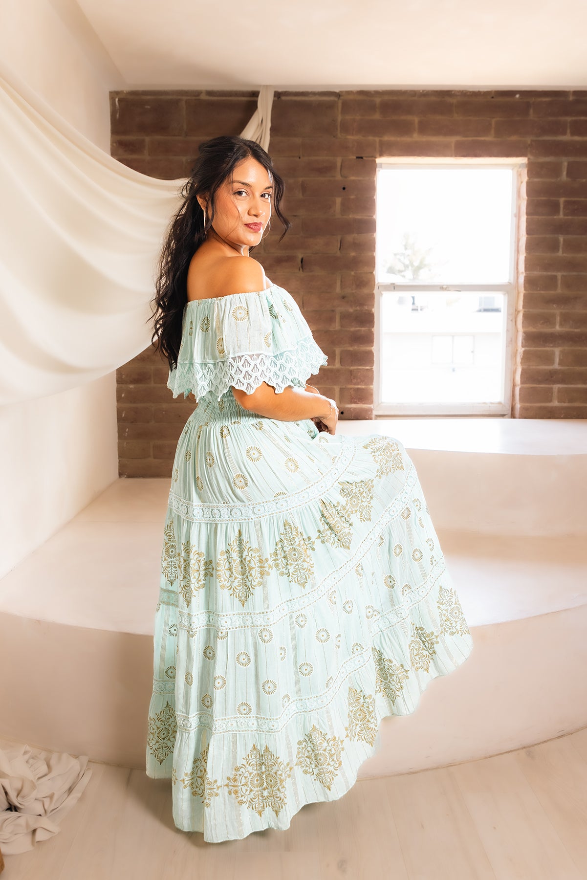 The Amara Off-Shoulder Maxi Dress