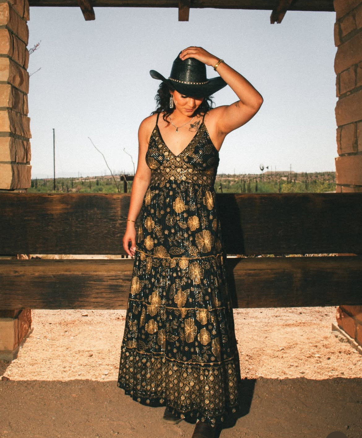 Glitter Leaf Tank Maxi